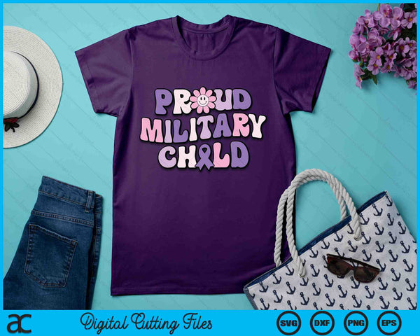 Trots militair kind Groovy Purple Up voor militaire kinderen SVG PNG digitale snijbestanden