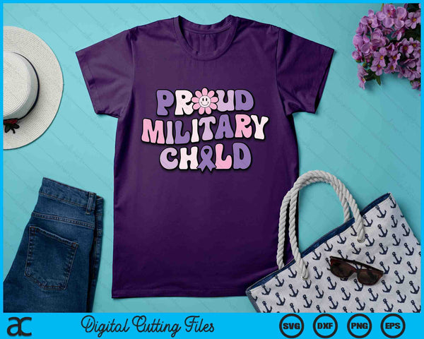 Proud Military Child Groovy Purple Up for Military Kids SVG PNG Digital Cutting Files