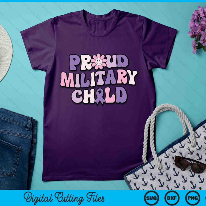 Proud Military Child Groovy Purple Up for Military Kids SVG PNG Digital Cutting Files