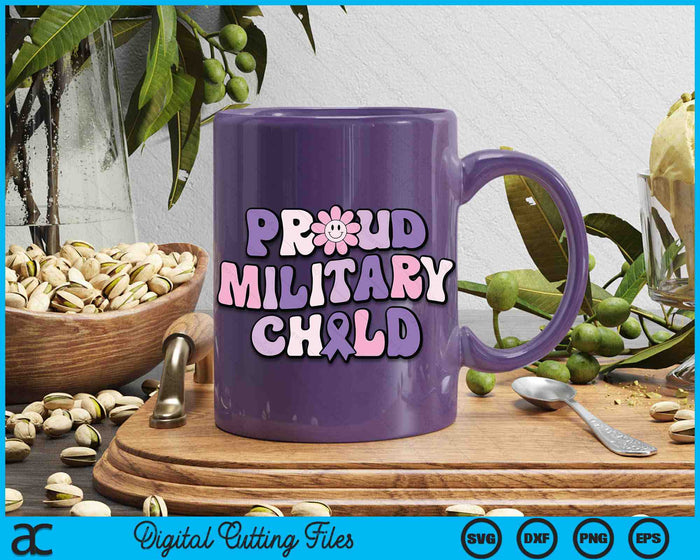 Proud Military Child Groovy Purple Up for Military Kids SVG PNG Digital Cutting Files
