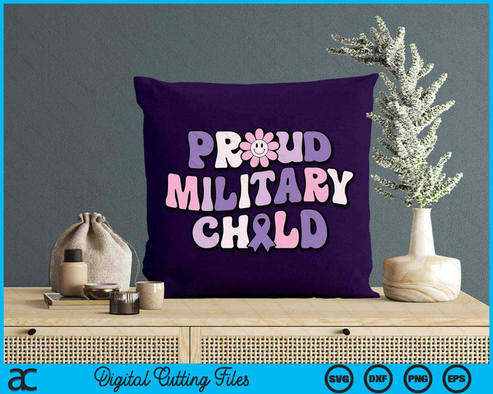 Proud Military Child Groovy Purple Up for Military Kids SVG PNG Digital Cutting Files