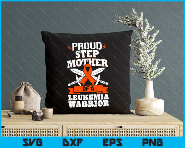 Proud Stepmother Of A Leukemia Warrior Awareness Blood Cancer SVG PNG Digital Cutting Files