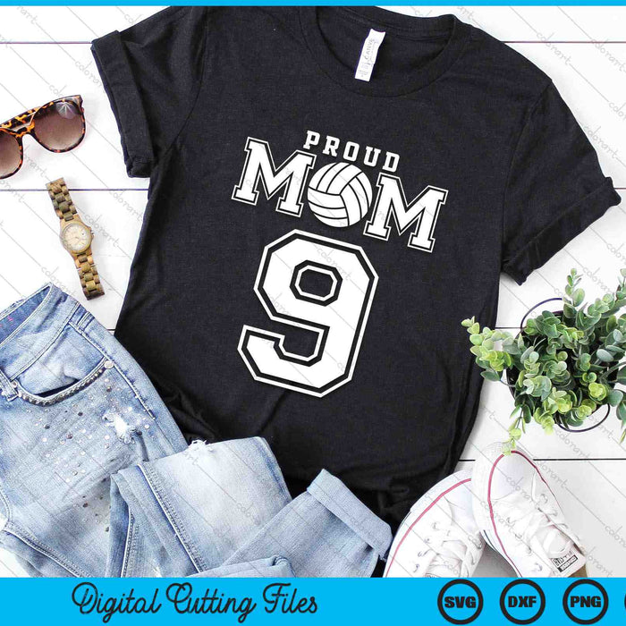 Proud Volleyball Mom Number 9 Personalized SVG PNG Digital Printable Files