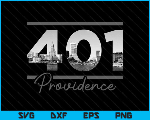 Providence 401 Area Code Skyline Rhode Island Vintage SVG PNG Cutting Printable Files