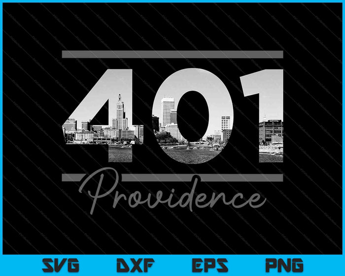 Providence 401 Netnummer Skyline Rhode Island Vintage SVG PNG Snijden afdrukbare bestanden