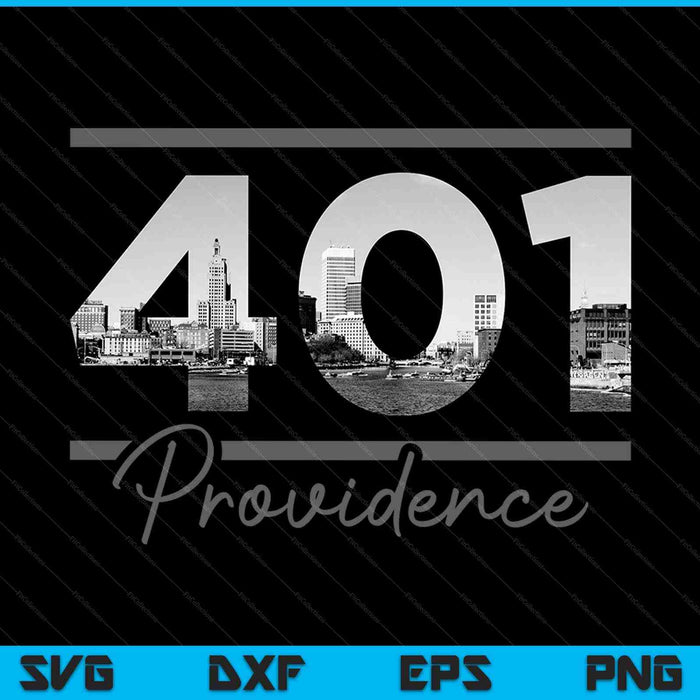 Providence 401 Netnummer Skyline Rhode Island Vintage SVG PNG Snijden afdrukbare bestanden