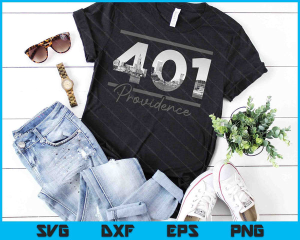 Providence 401 Area Code Skyline Rhode Island Vintage SVG PNG Cutting Printable Files - on a t-shirt