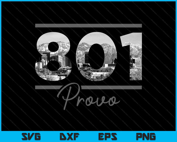 Provo 801 Area Code Skyline Utah Vintage SVG PNG Cutting Printable Files