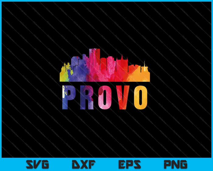 Provo Watercolor Skyline Home State Souvenir SVG PNG Cutting Printable Files