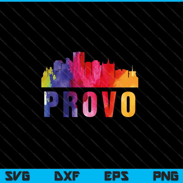 Provo Watercolor Skyline Home State Souvenir SVG PNG Cutting Printable Files