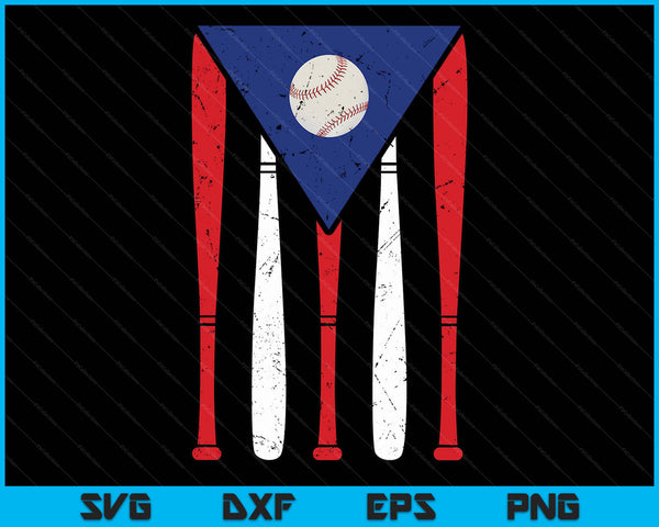 Puerto Rico baseball inspired by rican flag vintage SVG cut file