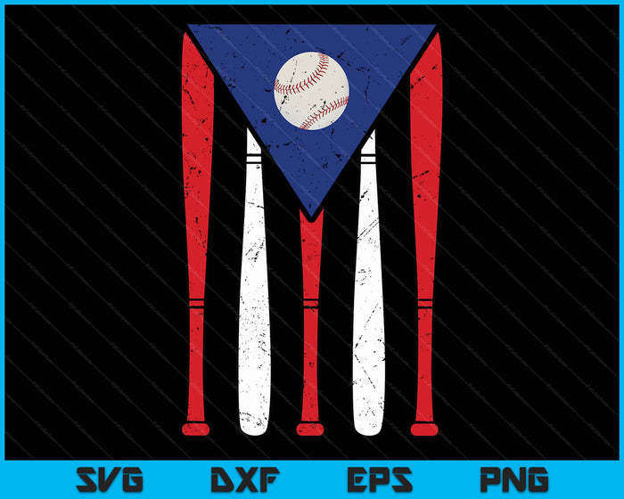 Puerto Rico Baseball Inspired By Puerto Rican Flag Vintage SVG PNG Digital Printable Files