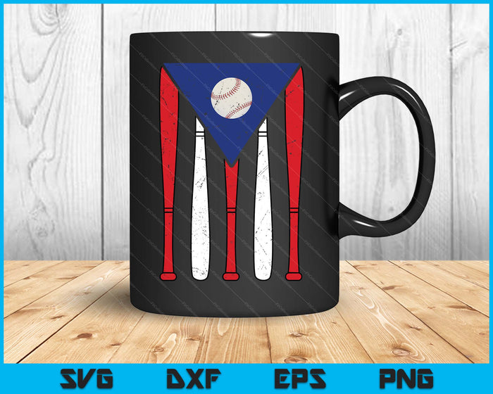 Puerto Rico Baseball Inspired By Puerto Rican Flag Vintage SVG PNG Digital Printable Files