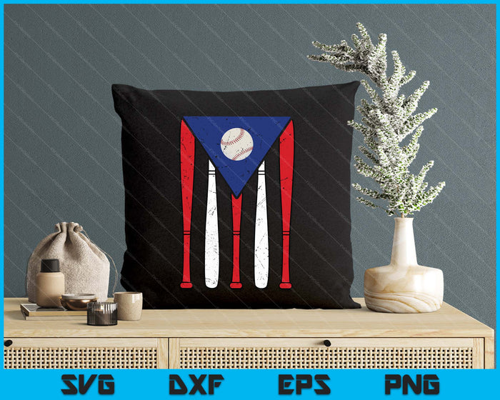 Puerto Rico Baseball Inspired By Puerto Rican Flag Vintage SVG PNG Digital Printable Files