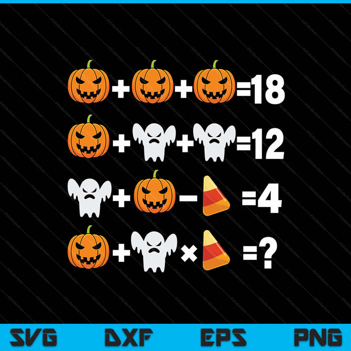 Pumpkin Ghost Equation Math Teacher Halloween Costume SVG PNG Digital Printable Files