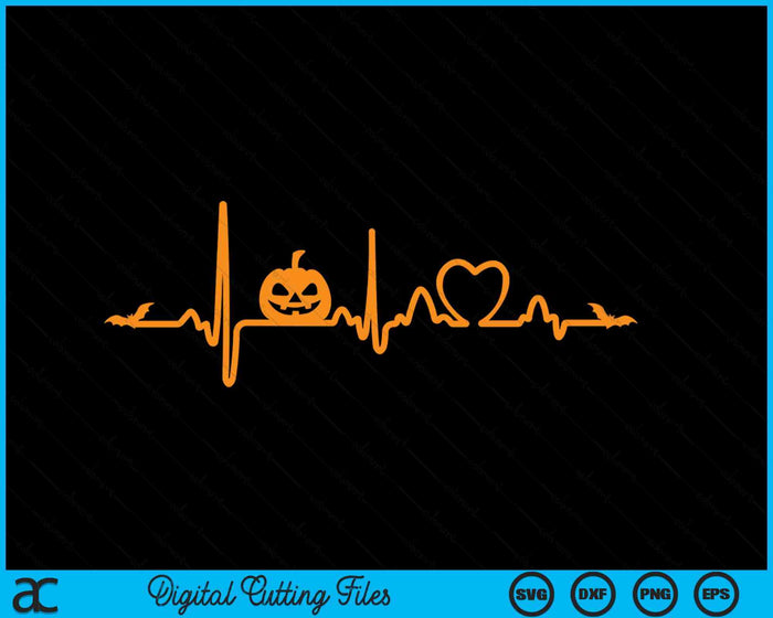 Pumpkin Heartbeat Halloween SVG PNG Digital Cutting Files