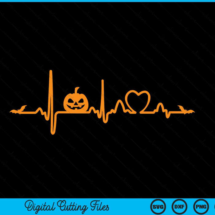 Pumpkin Heartbeat Halloween SVG PNG Digital Cutting Files
