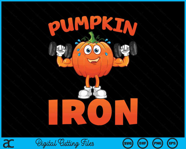 Pumpkin Iron Halloween Gym Workout Lifting Pun Funny SVG PNG Digital Cutting Files