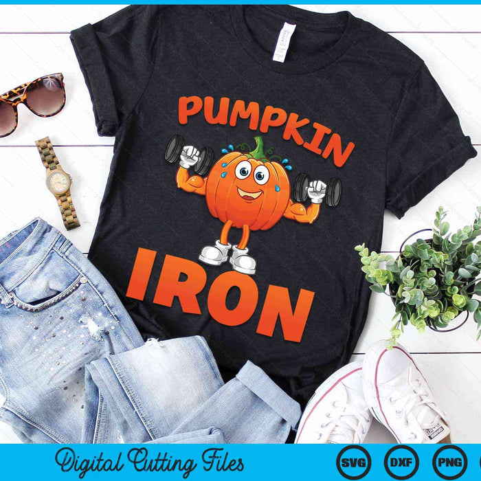 Pumpkin Iron Halloween Gym Workout Lifting Pun Funny SVG PNG Digital Cutting Files