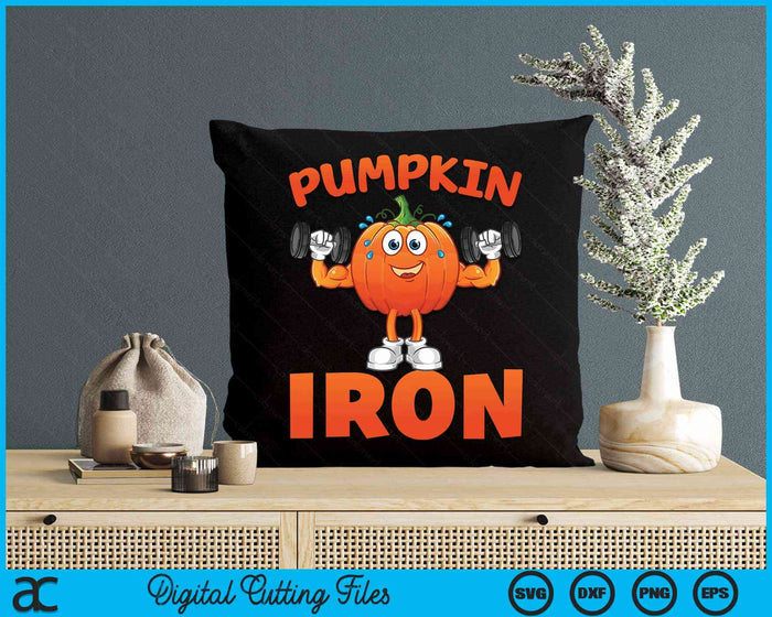 Pumpkin Iron Halloween Gym Workout Lifting Pun Funny SVG PNG Digital Cutting Files