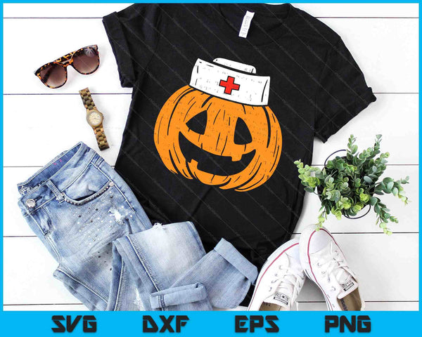 Pumpkin Nurse  Scary Halloween Costume RN CNA ICU SVG PNG Digital Cutting Files