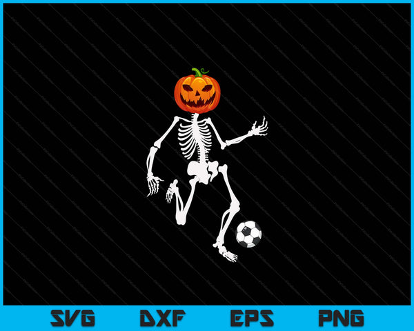 Pumpkin skeleton soccer player Halloween SVG cut file