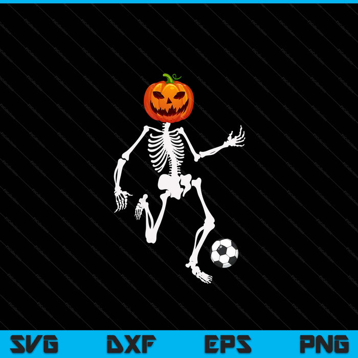 Pumpkin skeleton soccer player Halloween SVG cut file