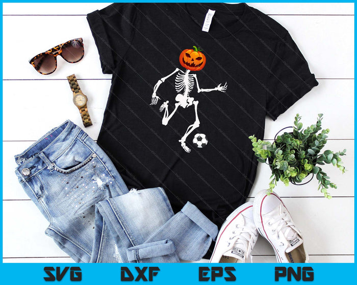 Pumpkin Skeleton Soccer Player Halloween Men Boys SVG PNG Digital Cutting File