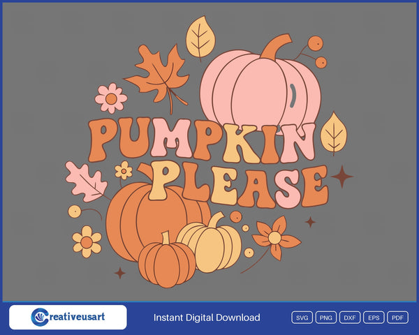 Pumpkin Please pile of pumpkins SVG design on black background