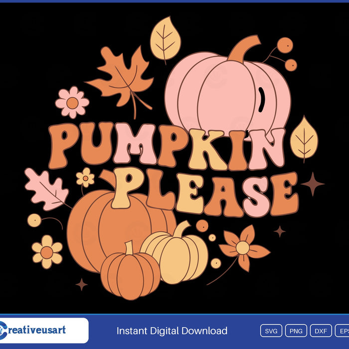 Pumpkin Please pile of pumpkins SVG design on black background