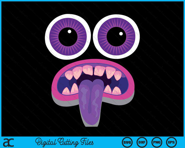 Purple Monster Face Halloween Costume SVG PNG Digital Cutting Files