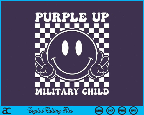 Purple Up For Military Child Groovy Military Child Month SVG PNG Digital Cutting Files