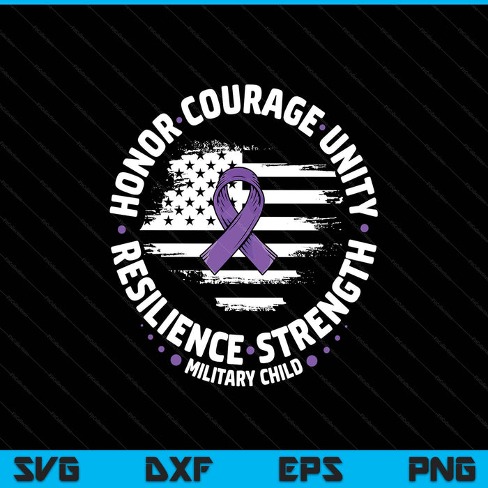 Purple up for military kid us flag cool military child month SVG cut file
