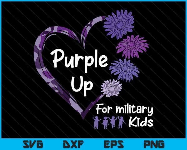 Paars omhoog voor militaire kinderen zonnebloem militaire kind maand SVG PNG digitale snijbestanden