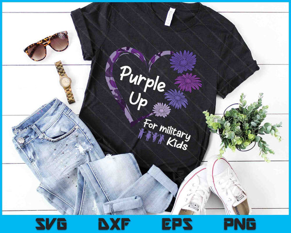Purple Up For Military Kids Sunflower Military Child Month SVG PNG Digital Cutting Files