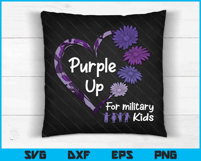 Paars omhoog voor militaire kinderen zonnebloem militaire kind maand SVG PNG digitale snijbestanden