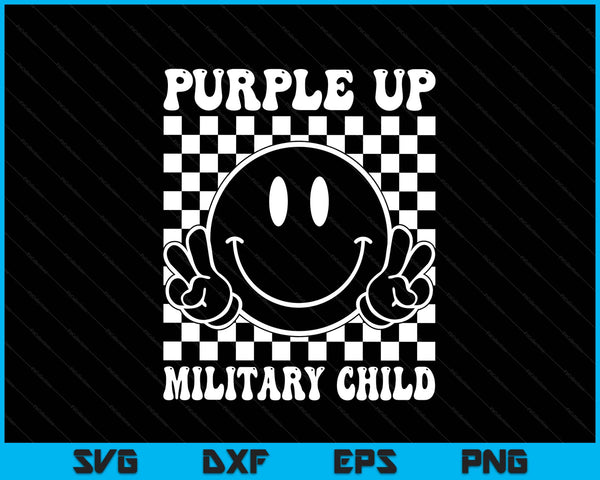 Purple up for military Kids groovy military child month SVG cut file