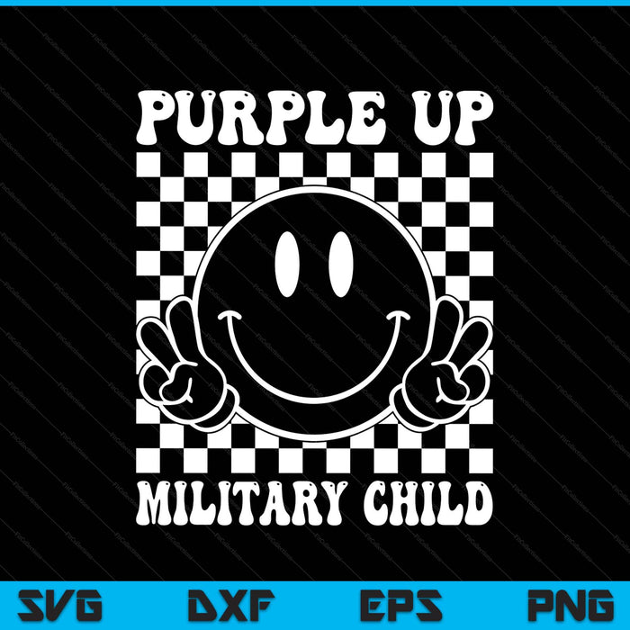 Purple up for military Kids groovy military child month SVG cut file