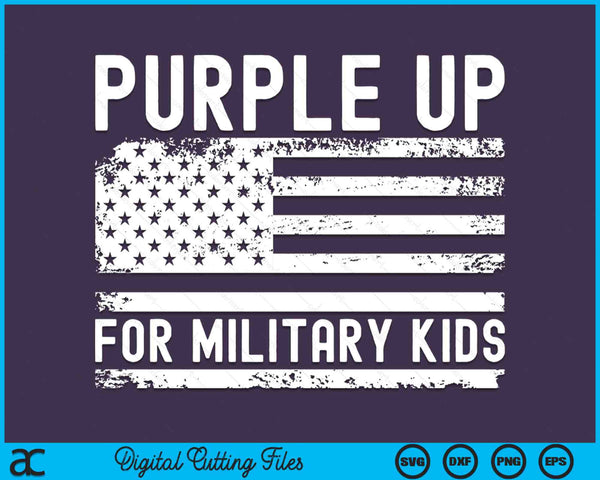 Paars omhoog voor militaire kinderen militaire kind maand USA vlag SVG PNG digitale snijbestanden