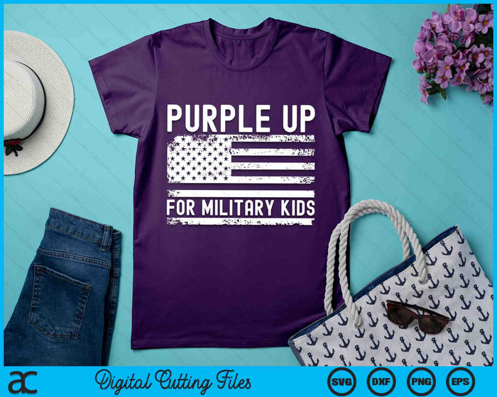 Purple Up For Military Kids Military Child Month USA Flag SVG PNG Digital Cutting Files