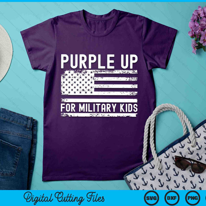 Purple Up For Military Kids Military Child Month USA Flag SVG PNG Digital Cutting Files