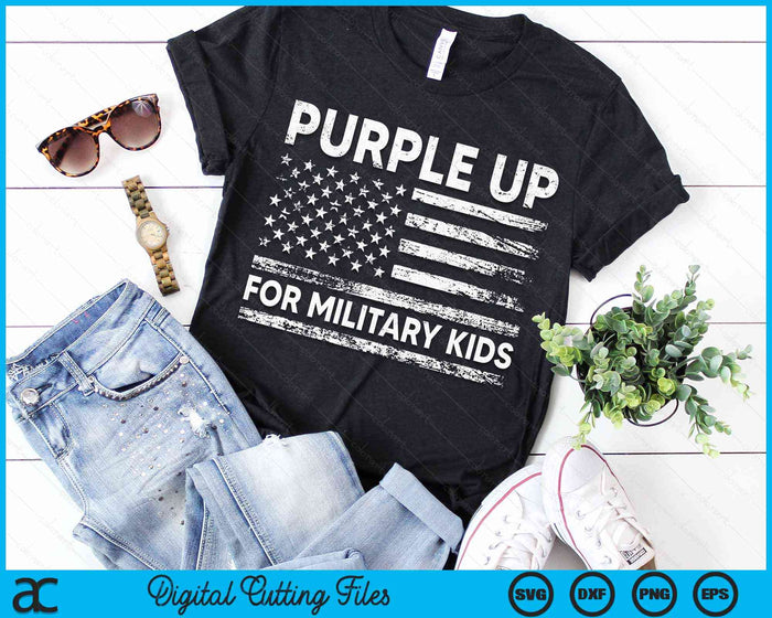 Purple Up For Military Kids Military Child Month USA Flag SVG PNG Digital Cutting Files