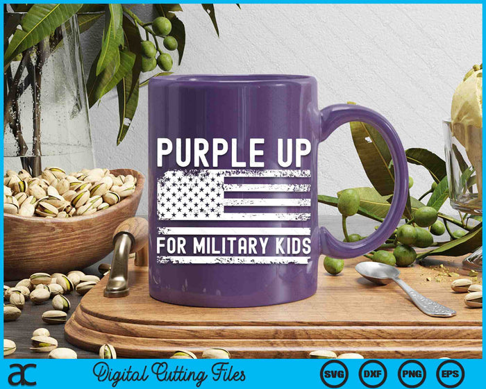 Purple Up For Military Kids Military Child Month USA Flag SVG PNG Digital Cutting Files