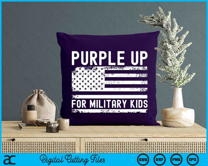 Paars omhoog voor militaire kinderen militaire kind maand USA vlag SVG PNG digitale snijbestanden