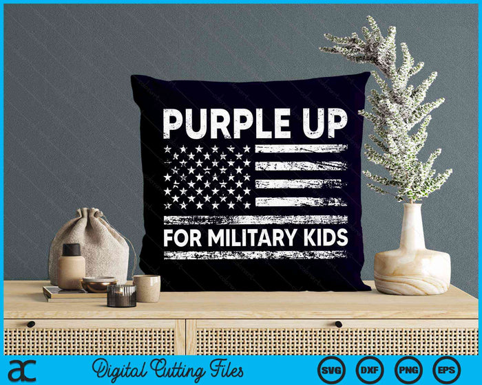 Purple Up For Military Kids Military Child Month USA Flag SVG PNG Digital Cutting Files