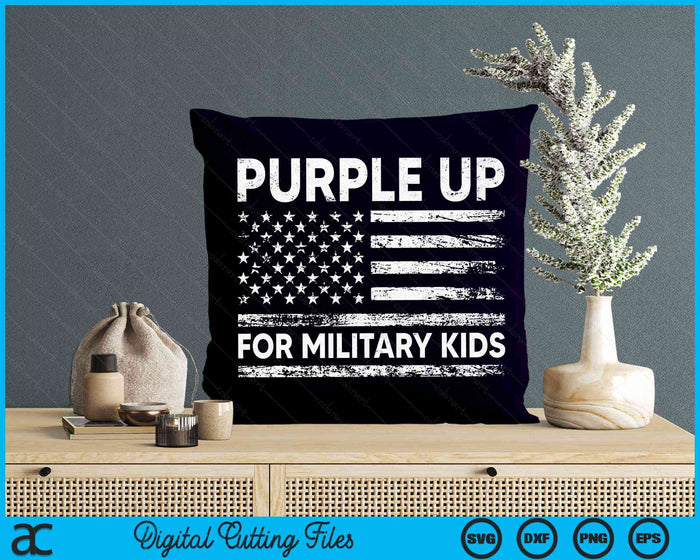 Paars omhoog voor militaire kinderen militaire kind maand USA vlag SVG PNG digitale snijbestanden