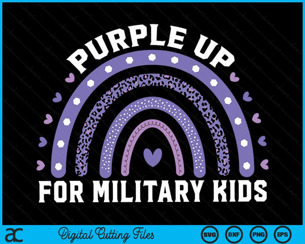 Paars omhoog voor militaire kinderen Rainbow militaire kind maand SVG PNG digitale snijbestanden