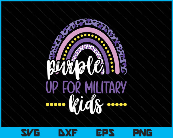 Purple up for military Kids rainbow military child month SVG cut file