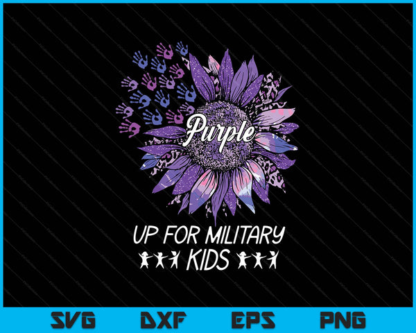 Purple up for military Kids sunflower military child month SVG cut file