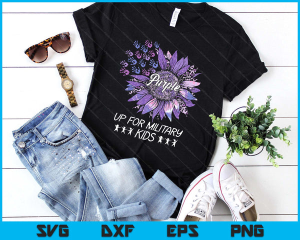 Purple Up For Military Kids Sunflower Military Child Month SVG PNG Digital Printable Files